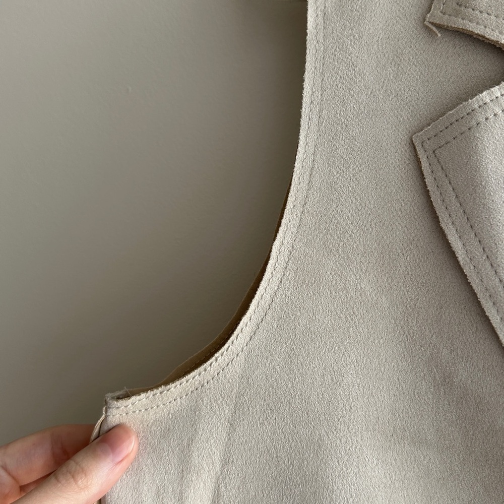 Truth By Republic Women’s Suede Vest Jacket, Bone, Size Medium - Picture 6 of 16
